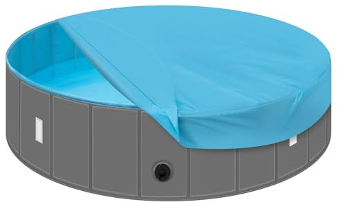 EUGAD Hundepool Große Hunde 120x30cm Hundepool mit Abdeckung Hundeplanschbecken, Faltbarer Hunde Pool, Anti-Rutsch Hundeplanschbecken,PVC Dog Pool Schwimmbecken für große Hunde