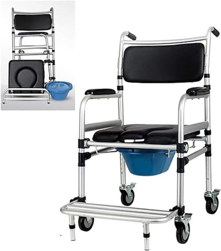 Tragbare Aluminium-Duschstühle Duschstuhl Mit Rollen Für Behinderte, Toilettenstuhl Fahrbar Für Ältere Menschen Und Behinderte Benutzer A