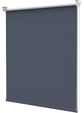 Deswell Verdunkelungsrollo Klemmfix ohne Bohren & mit Bohren Dunkelblau B50 x H150 cm(Stoffbreite 45cm) Thermorollo Sichtschutz Sonnenschutz, Klemmrollo Wandmontage Seitenzugrollo für Fenster