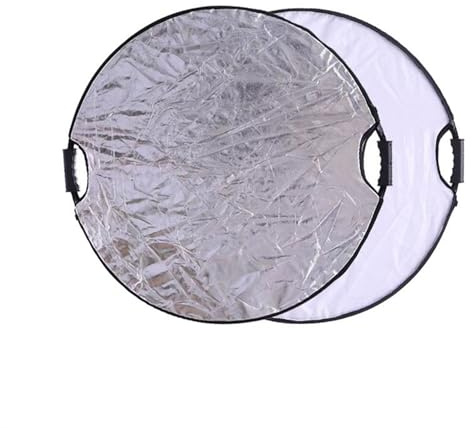WJIAYAO Reflecteur Lumiere Photo Réflecteur 5 en 1, Argent, Blanc, Or, Portable, Pliable, lumière Douce, Rond, Photographie for Studio(110CM-Silvery White)