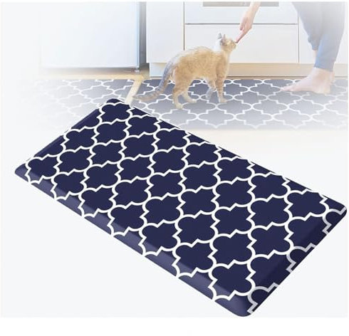 LULUMAIC Dicke Küchenmatte 0,47, dämpfend und ermüdungshemmend, rutschfest, waschbar, saugfähige Anti-Ermüdungsmatte, für Waschbecken im Haus, Büro, Blau-17,3×60