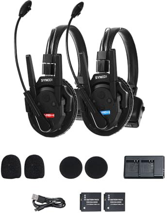 SYNCO XTalk XPro 2.4GHz Wireless Intercom System Headset Full Duplex Random Master Design 1640ft/500m 24H Battery (XPro2 (2PCS))