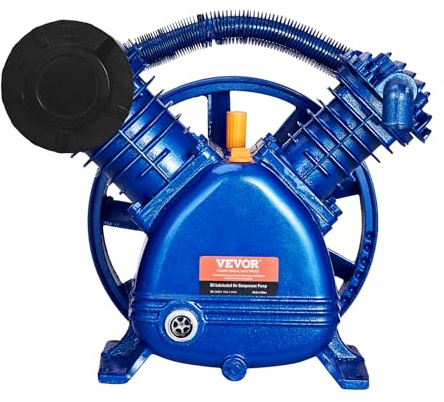 VEVOR Testa Pompa del Compressore d'Aria Potenza 5,5 HP Testa della Pompa a Pistone del Compressore d'Aria 2 Cilindri Lubrificata a Olio Testa Pompa Tipo V Pressione Massima 185 PSI Flusso 162L/min