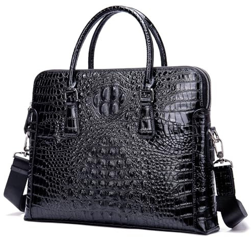 GZE-KODJFKPO Herren Leder Laptoptasche Tragbare Satchel Ledertasche Vintage Satchel Designer Schule Arbeitstaschen Business Handtasche Aktentasche for Männer Leder Messenger Bag(Black)