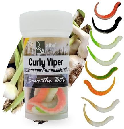 Zite Fishing Curly Viper Forellen Gummiköder 8 STK, 6,5cm | Schlangenartiger Forellenköder - UL Angelköder rotierend & Schlängelnd - Phthalatfrei & Handgefertigt