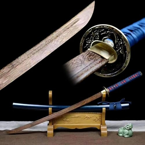 Épée de samouraï en bois de rose naturel de 102 cm,épées d'entraînement katana en bois avec protège-main en cuivre pur,bokken fait main pour collection,décoration,cosplay,pratique du kendo,cadeaux
