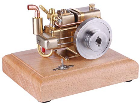 BuildCubes Kit de Modèle de Moteur, 1.6cc 4 Temps Moteur Refroidi à Leau Moteur à Combustion Interne, Kit Moteur Mini Modèle de Moteur à Essence avec Base en Bois, Cadeau pour Adultes