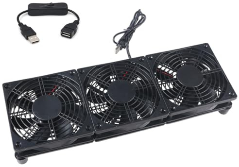 MOONDAME Ventilador de 120 mm 5 V con tres USB para una disipación eficiente del calor, velocidad de 1400 rpm, 45 CFM para ventilación de escape electrónica