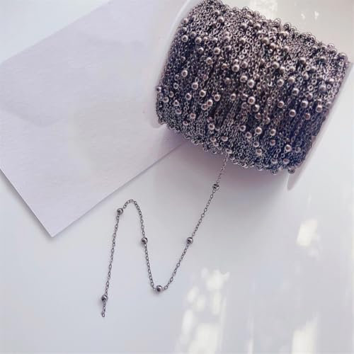 Bunte Kettenglied-Rollen, Handarbeit Farbe Kette ， 2 Meter Perlenkette 3,5/4 mm Perlen verkupferte Kette DIY Fußkettchen Halskette Armband Schmuckherstellung Komponentenzubehör(6,3.5mm bead)