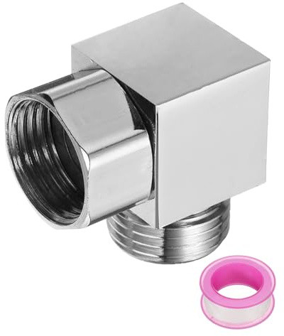 sourcing map G1/2 Shower Diverter Valve 2 Way, Stainless Steel Bidet Square Adapter Connector Hose Fitting Tee with PTFE Tape and Gasket for Bidet Angle Valve Hose Toilet Faucet, （35mm,Silver