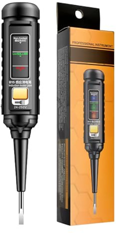 Uadme Spannungsprüfer, 2-in-1 Stromprüfer mit Schraubendreher & LED-Taschenlampe 24-250V, Kabelbruch-Detektor, Durchgangsprüfer | Steckdose & Schaltschrank