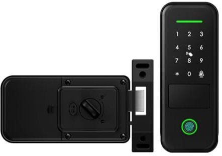 PAGJHRFJG Serrure de Jardin Extérieure à Empreintes Digitales, Télécommande TUYA WIFI App Smart Life Code, Serrure de Porte Intelligente Sans Clé, Serrure Électrique à Rebord