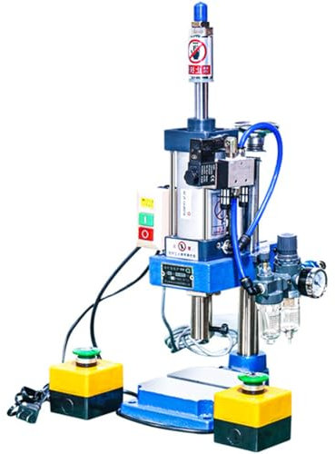 Pressa pneumatica per punzonatura 200 kg / 300 kg di pressione, pressa per punzonatura da tavolo, pressa pneumatica a corsa cilindrica 0,4-0,7 Mpa di pressione operativa,DoubleButton-200KG