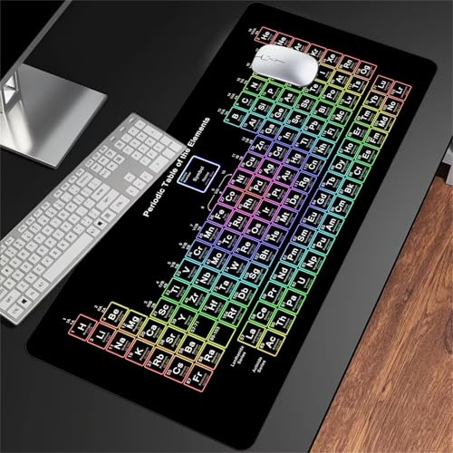Gaming Mauspad XXL Periodensystem der Elemente - Groß Mousepad 700x300x3mm - rutschfeste Schreibtischunterlage für Gaming und Büro - Fransenfreie Ränder - Improved Precision and Speed