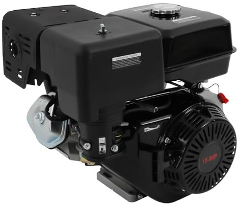 Gasoline Engine 4-Stroke 15HP Horizontal Air-Cooling Petrol Gas Manual Start Cylinder for Compressors Trenchers Generators High-pressure Washers 9700w 420cc 3000-3600rpm Black