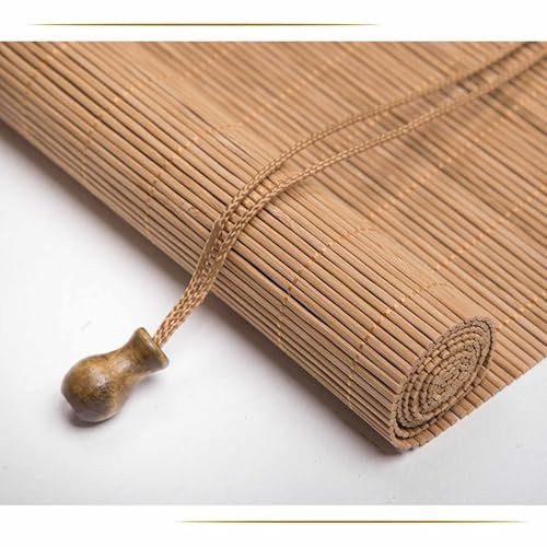 DZHTUF Verdunkelungs-Rollos,Natürliches Bambusrollo Für Innen- Und Außen-Garten-Pergola,Breite 45-175cm,Höhe 60-300cm,Individuell Anpassbar,Privatsphäre Filternde Vorhänge,A+Carbonized Color