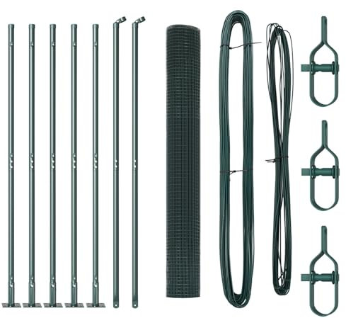 vidaXL Palo della Recinzione Verde 10 x 1 m (Rete 12 x 12 mm) Acciaio, Palo per Recinto da Giardino e Terrazzo, Barriera in Acciaio Resistente, Design Impermeabile e Rivestito
