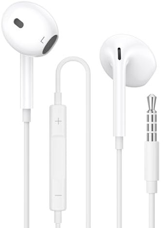 Ohuhu Écouteurs Intra-Auriculaires Filaire avec Microphone,Casque Stéréo HiFi, Isolation Phonique,Jack 3,5mm & Contrôle de Volume Compatible i-Phone,i-Pad,S-amsung,H-uawei,A-ndroid,T-ablettes,MP3/MP4