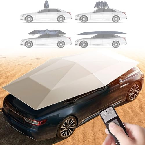 VNATWGOO Vollautomatischer Auto-Sonnenschirm, Elektrisches Universal-Dachzelt, FüR Limousinen, Suvs, Mpvs, Faltbar, Abnehmbar,Gray-4.8m