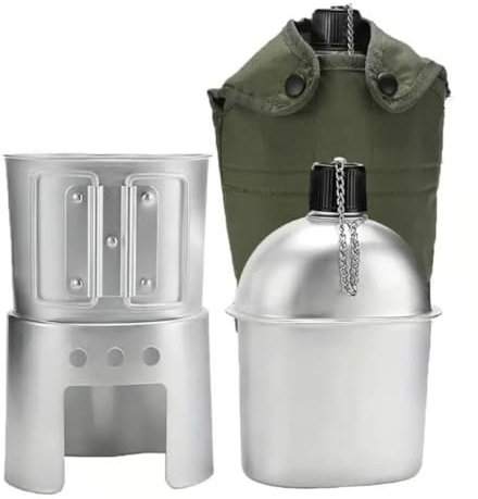 Kit per mensa con tasca per stufa, mensa militare, multifunzionale, per esterni, con borsa portaoggetti con tazza, per attività all'aperto, campeggio, escursionismo