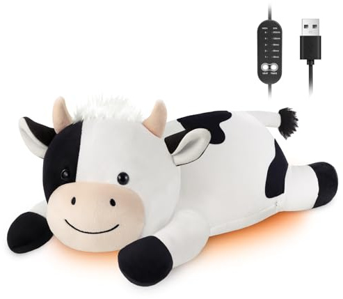 Kuh Heizkissen, Wärmekissen Elektrische, Geschenke für Frauen Mädchen | Heizdecke mit Abschaltautomatik USB für Rücken Nacken Schulter Bauch Periode, Weihnachtsgeschenke für Tierliebhaber