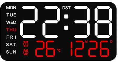 ZEPFJHE Orologio da parete digitale a LED con grande display a LED con visualizzazione della temperatura settimanale per soggiorno camera da letto ufficio regalo per anziani orologio da parete