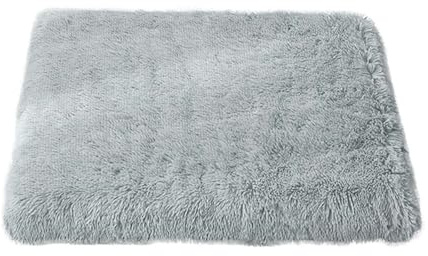 Mateju Hundebett Rechteckig Flauschig, Plüsch Haustierbett Katzenbett Flauschig Weiche Warme Hundekissen mit rutschfest Unterseite & Reißverschluss Katzenkissen, Abnehmbar (Grau,90x70cm)