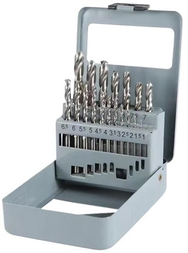 Jeu de forets hélicoïdaux Jeu de 25 forets hélicoïdaux haute vitesse (1 à 13 mm) en acier rapide (HSS/titane/oxyde noir) for métal, bois, plastique, avec étui rangement(HSS)