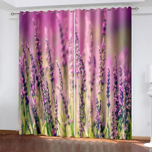 Wycian Fertiggardinen Gardine Grün Lila 2 Er Polyester Lavendel H160 X B96Cm für Schlafzimmer