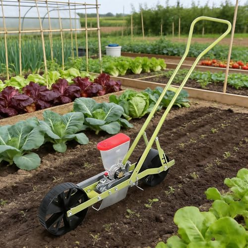 Sembradora Manual De Empuje, Espaciado Entre Hileras/Entre Plantas/Profundidad Ajustables, Esparcidor De Semillas Para Hortalizas, Esparcidora De Semillas Para Semillas Pequeñas De 2 a 10 mm 1Row