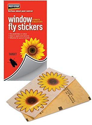 Pest-Stop Window Fly Stickers - Colourfull Window Fly Stickers, Insect Flies Wasp Pest Killer - Kitchen, Garden and much more - Effective for Upto 3 Months