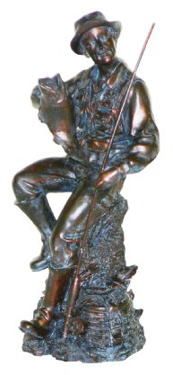 Accents & Occasions Fisherman Figure Plaque, 9-Inch Tall Bronze-Look Resin Wall Sculpture