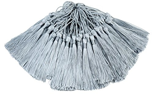 100pcs 13cm / 5 Zoll Quaste Machen Handgemachte Quaste mit 2 Zoll Schleife für die Herstellung von Schmuck, Souvenirs, Lesezeichen Quaste, DIY Handwerk Zubehör (Grau) | Quasten Anhänger mit 5cm Schlaufe für Schmuckherstellung,Lesezeichen,Quasten Basteln,Handwerk Zubehör