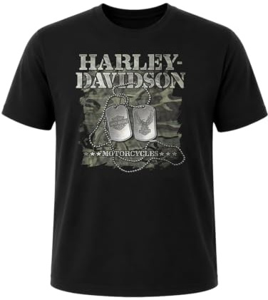 Harley-Davidson Militär Exklusive Overseas Tour Herren Lizenziertes H-D Brand T-Shirt Military Dog Tags