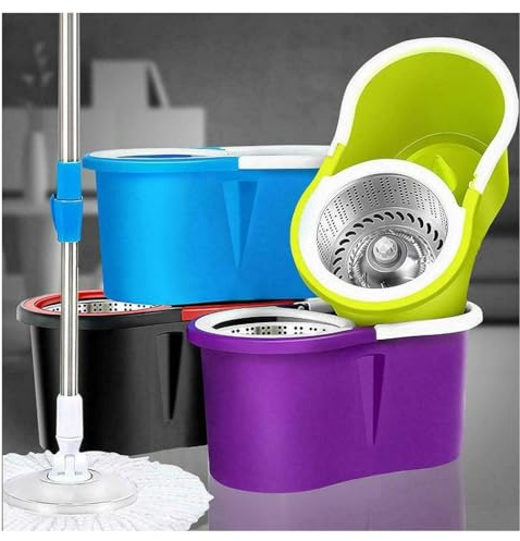OISE ART STORE Trade Shop - Secchio Rotante Mocio Roto Mop Cestello in Metallo Microfibra Lava Pavimenti