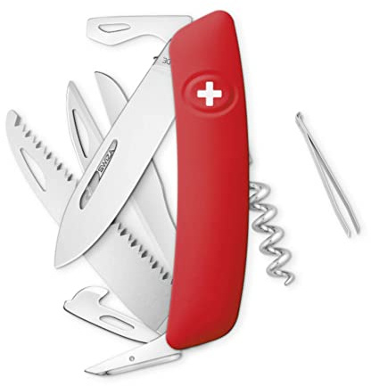 Swiza Unisex – Erwachsene D09 Taschenmesser, rot, 17cm