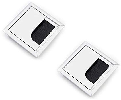 Lezed Kabeldurchführung für PC/Schreibtisch,quadratisch,Kabel-Abdeckung Draht Organizer,Schreibtischdurchführung aus Aluminium,mit Ösenbürste Kabeldurchlass für Möbel und Schreibtisch 80 x 80 mm 2X