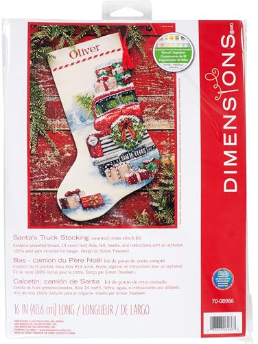 Dimensions Counted Cross Stitch Kit 16 Long-Santa's Truck Stocking
