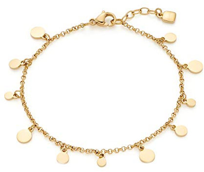 JEWELS BY LEONARDO Armband Ciao Rica • Arm-Kette aus goldfarbenem Edelstahl • zartes Erbs-Kettchen mit verschieden großen Plättchen-Anhängern • 17-19 cm Länge • Schmuck Geschenk für Frauen • 018785