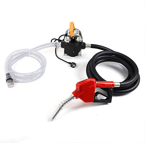 Dieselpumpe 230V Selbstansaugend 550W Kraftstoffpumpe 50L/min Ölpumpe Heizölpumpe mit Automatik Zapfpistole Mobile Tankstelle (Gummi Ablaufschlauch)