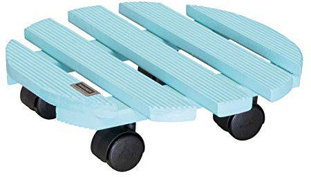 WAGNER Pflanzenroller Aqua Splash Ø 30 x 8 cm I Blumenroller für Innenbereich I Rutschsicheres Rollbrett I Kübelroller aus FSC® Massivholz Aqua Splash/türkis I Tragkraft 100 kg I Made in EU-20018401