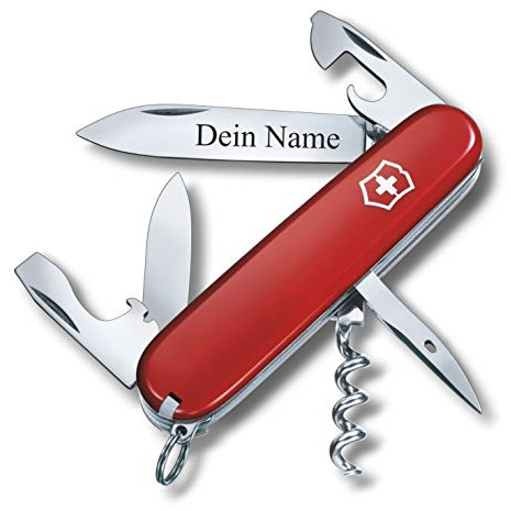 Victorinox Taschenmesser Spartan mit Wunsch Gravur auf der Klinge I Geschenk für Männer Frauen I zum Geburtstag I Schweizer Taschenmesser personalisiert mit 12 Funktionen 1.3603