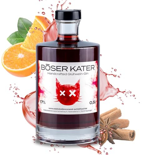 BÖSER KATER Heiße Mieze Glühwein Gin | Glühpunsch trifft Gin | Ideal für winterliche Cocktails mit Geschmack | Die perfekte Geschenkidee | Handgemacht mit kleiner Auflage 0,5l 17% Vol.