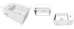 Julia Small Washbasin with Towel Holder 35 x 20 x 16 cm Matt Black Right / Left (Battery Hole Left)