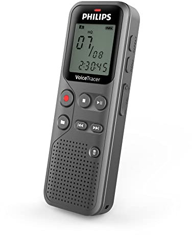 Philips VoiceTracer Registratore audio DVT1120 - Mono WAV, Registrazione One Touch, 8GB, USB Plug & Play