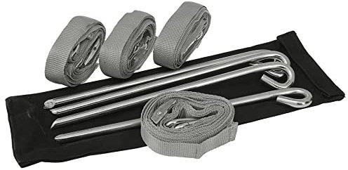Ambisphere - Bodenanker-Erdhaken-Sturmanker für Trampolin Erdanker-Set Bodenverankerung 4-Set mit 4 verstellbarem Gurt Bodenanker-Zeltanker zur Sicherung bei Wind Stark Stahl