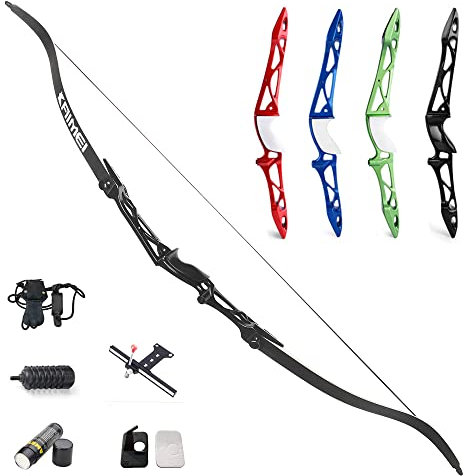 SHARROW Bogenschießen Takedown Recurve Bogen 66/68/70 Zoll Jagdbogen Zielübung Wettbewerb Bogen Aluminiumlegierung Riser 12lbs-40lbs Rechte Hand Recurvebogen (66/20lbs, Schwarz)