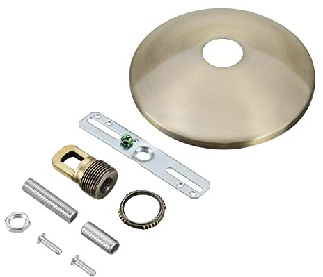 Aspen Creative 21511-31, Contemporary Chandelier & Light Fixture Canopy Kit w/Collar Loop, Antique Brass, 5 Diameter, 1 Center Hole
