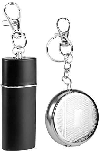 Mini Aschenbecher für Unterwegs, 2 Stück Mobiler Aschenbecher, Reiseaschenbecher, Taschenaschenbecher für Unterwegs Geruchsdicht, Aschenbecher Draußen für Camping, Rauchen im Innen-Oder Schwarz
