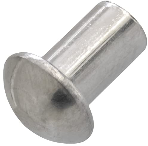 AERZETIX - C62026 - Lot de 20 Rivets en aluminium Ø4x6 mm à tête demi-ronde bombée - rivet plein/à frapper - DIN 660 - couleur argent - assemblage non démontable tôle cuir riveteuse